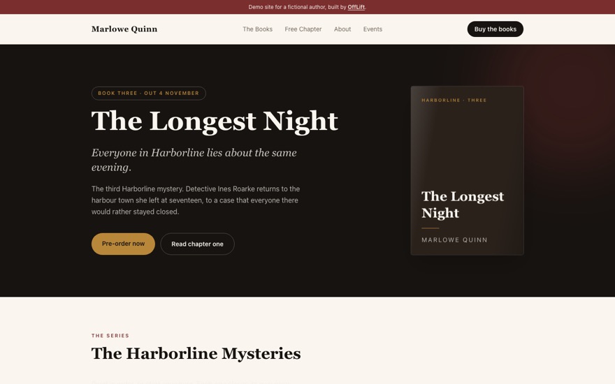 Marlowe Quinn author website demo preview